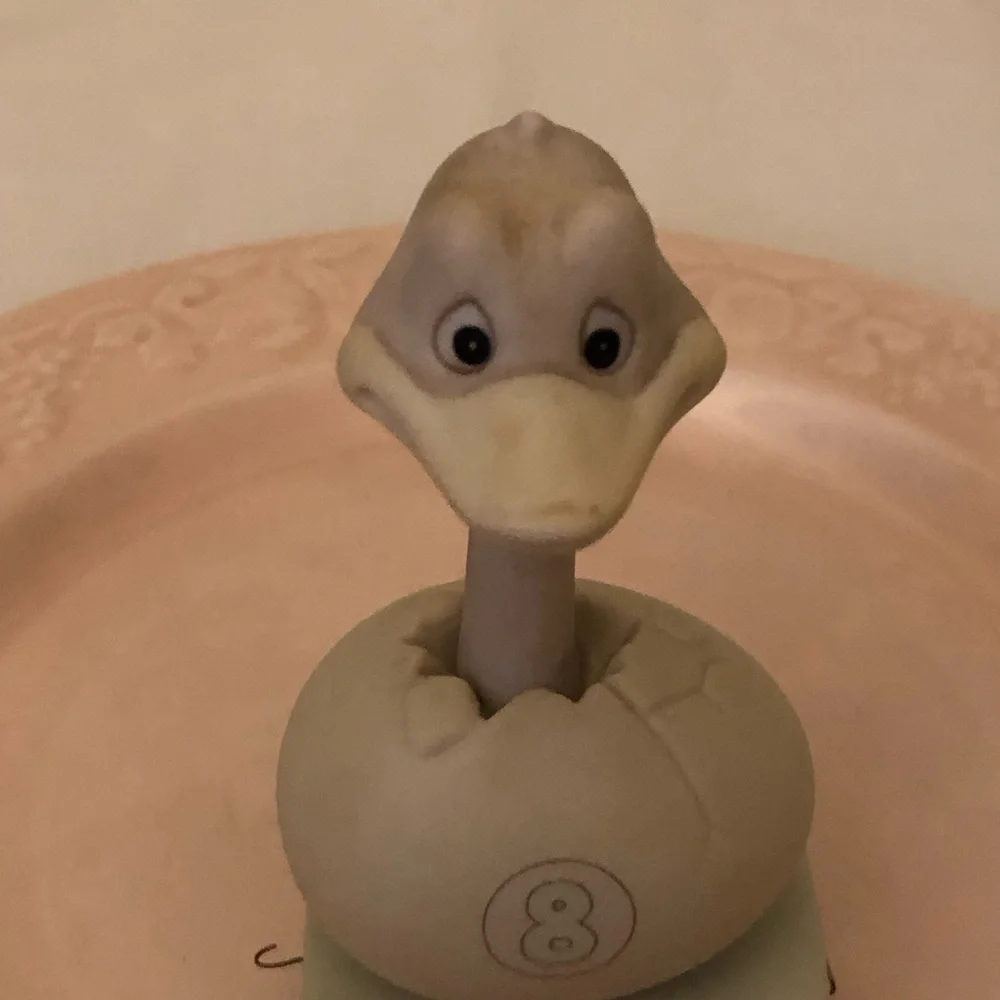 Enesco Precious Moments Pink, Blue and Cream Ostrich Ceramic Eighth Birthday